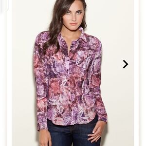 New GUESS Yvonne Long Sleeve Printed Shirt SZ S